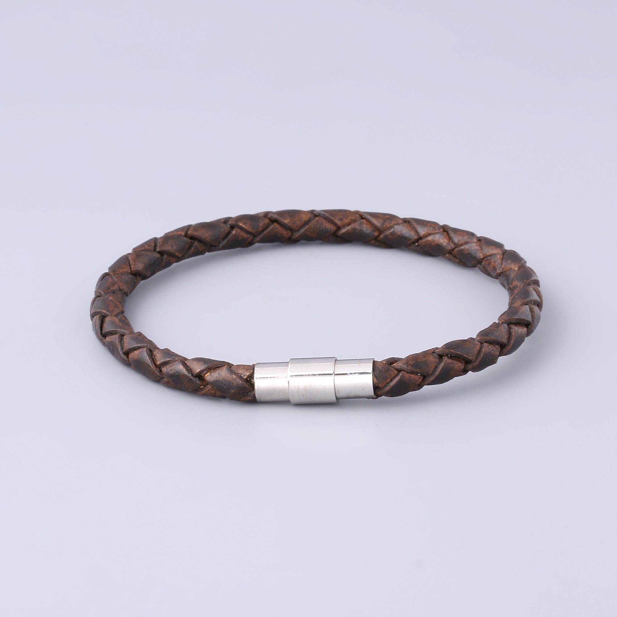Braided Dark Brown Leather Bracelet
