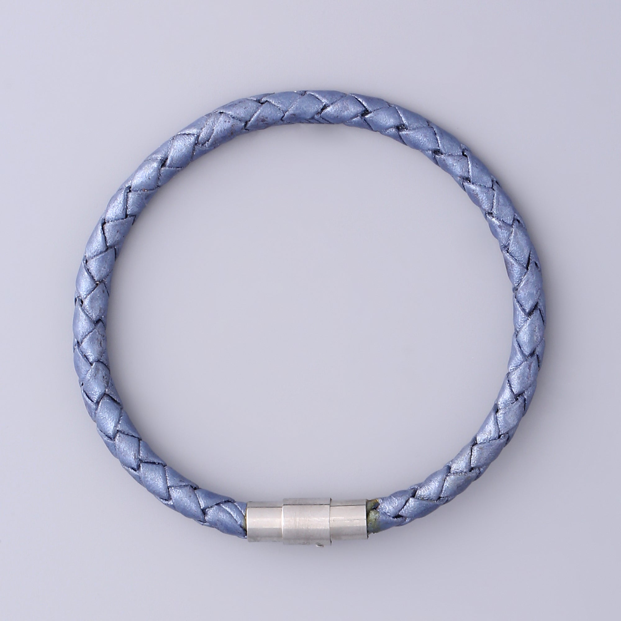 Braided Ice Blue Leather Bracelet