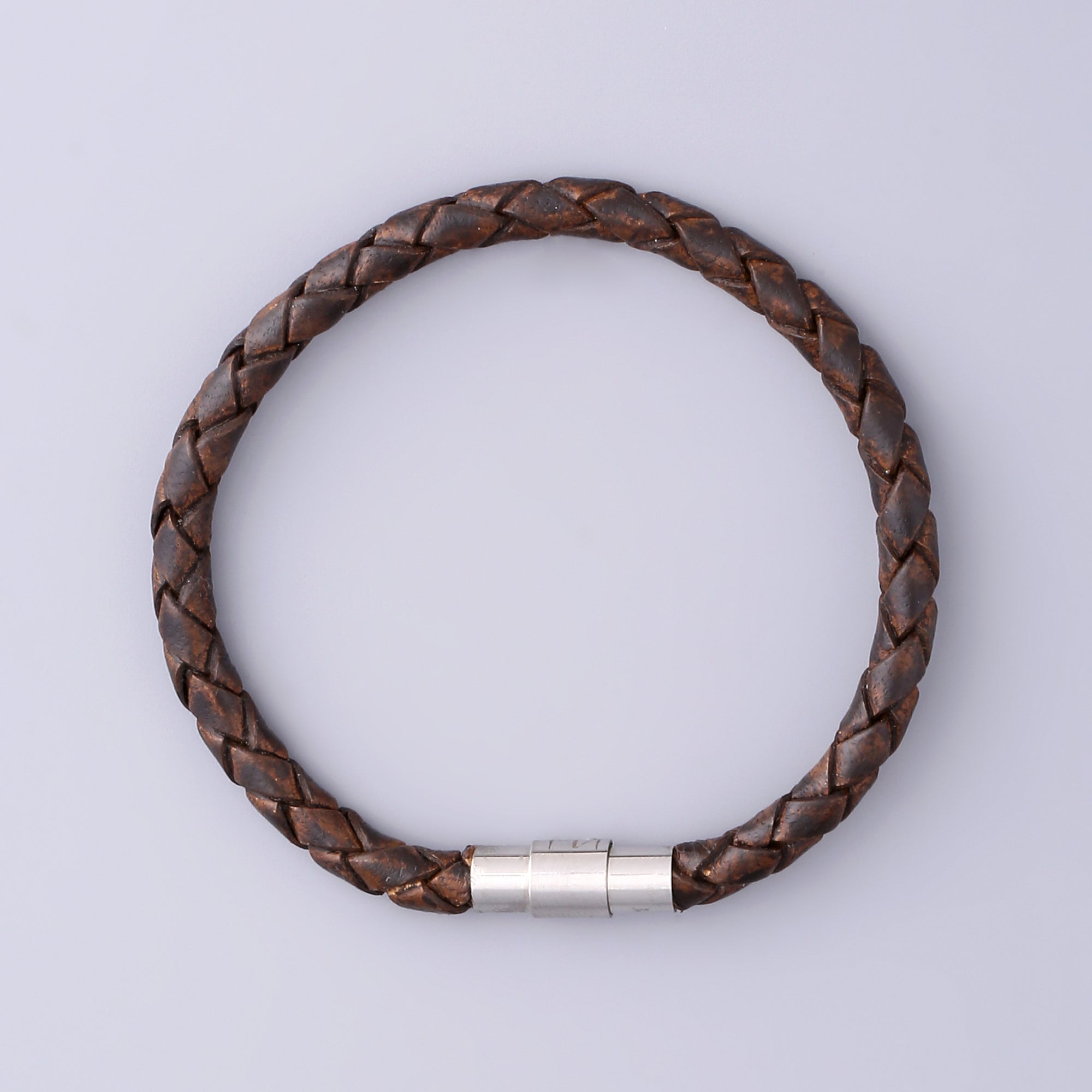 Braided Dark Brown Leather Bracelet