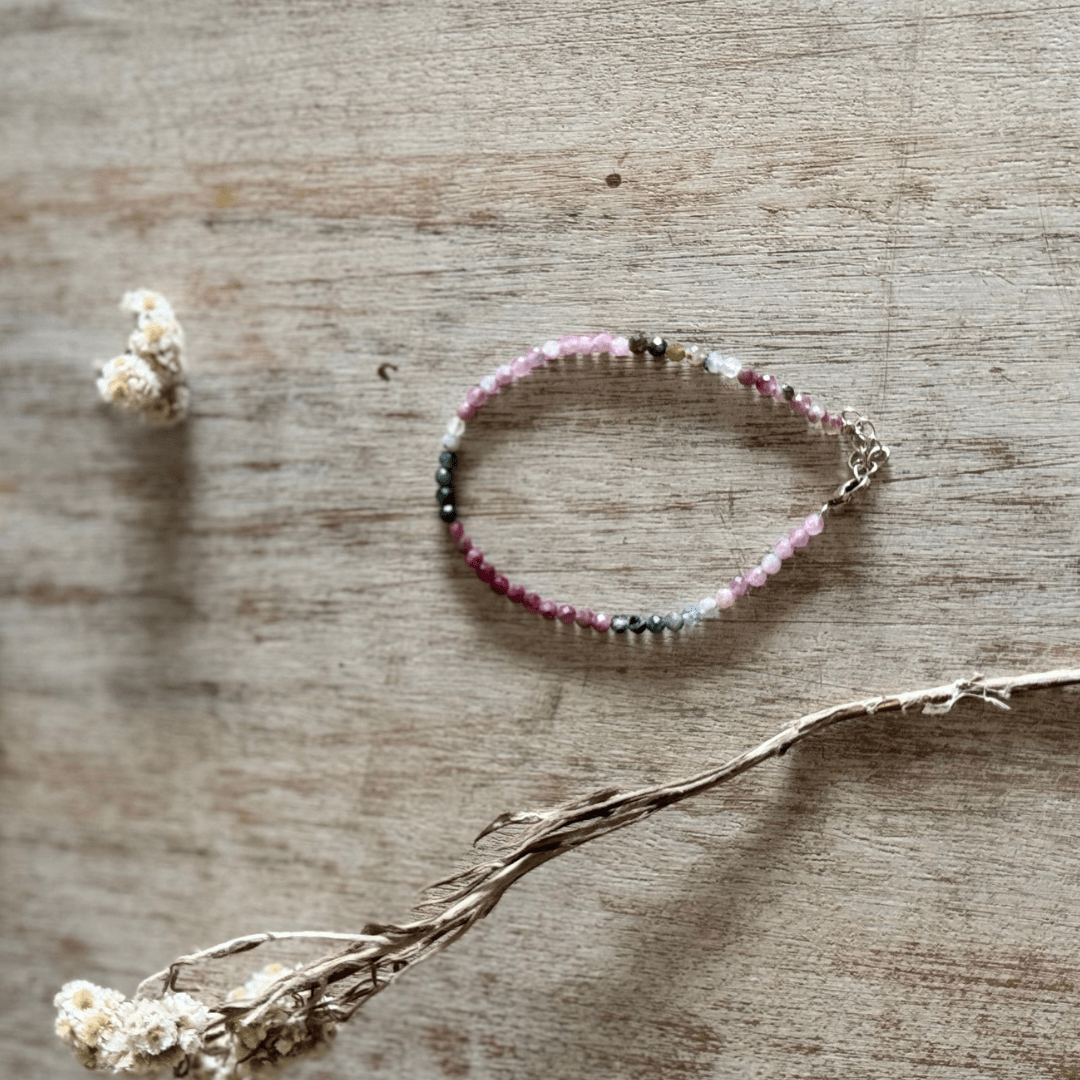 Faceted Watermelon Tourmaline gemstone beads bracelet