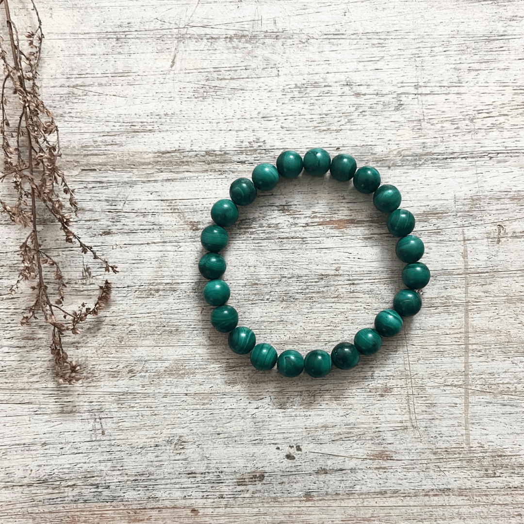 8mm round Malachite Beads Bracelet