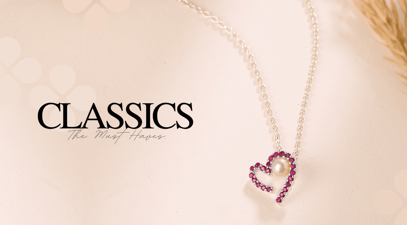 Classic Rubies & Pearl Jewelry by Nirwaana. Classic jewelry that is forever in trend. The must have jewelry collection for you. Classic Jewellery that will always be trendy. Elegant jewelry.