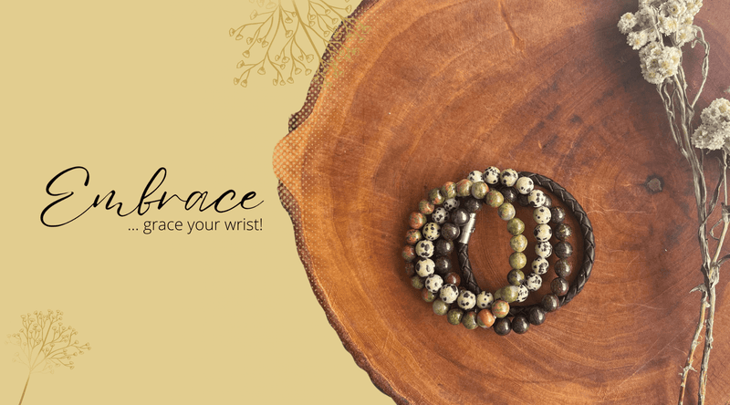 Gemstone and braided genuine leather bracelets for men & women. unisex bracelet collection by Nirwaana. Handmade leather & gemstone bracelets by Nirwaana Jewelry