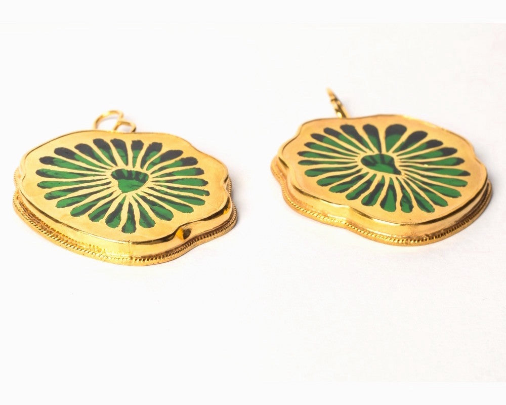 22 KT gold leaf artwork infused with fine quality glass thewa earrings