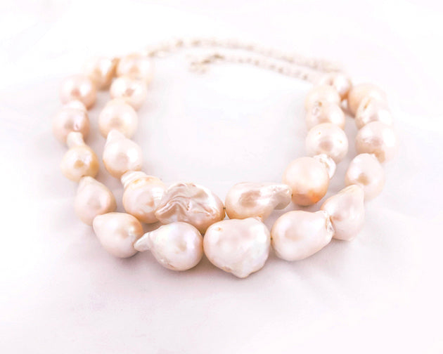 Layered white pearl necklace
