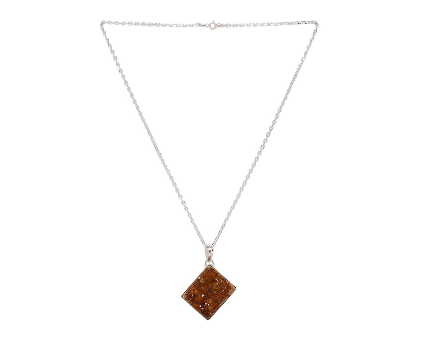 Citrine Druzy crystal pendant set in sterling silver