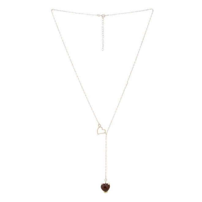Red garnet stone heart shaped strung in sterling silver