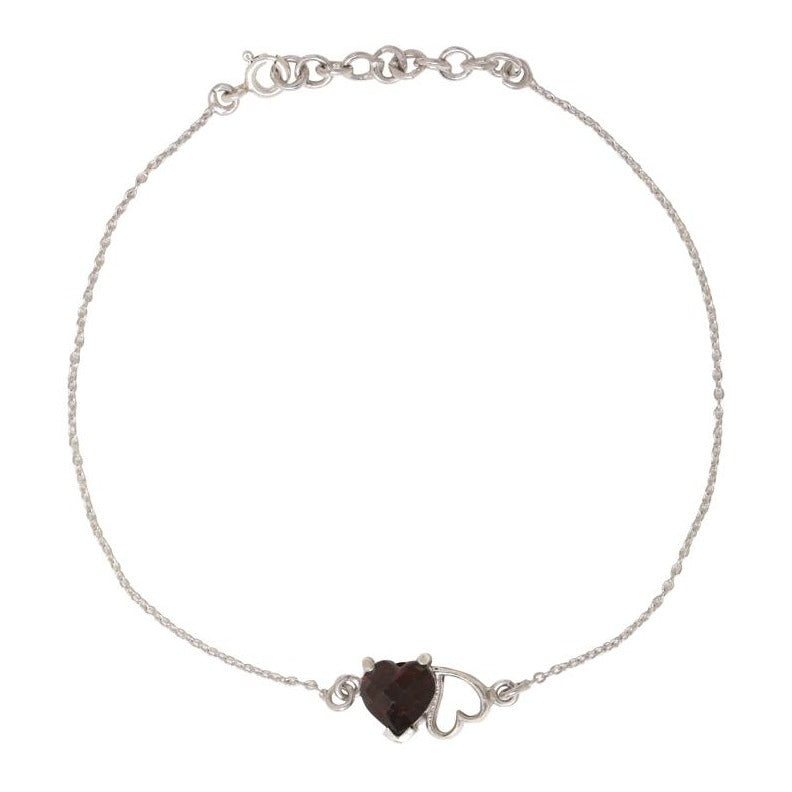 Sterling silver faceted red garnet stone bracelet
