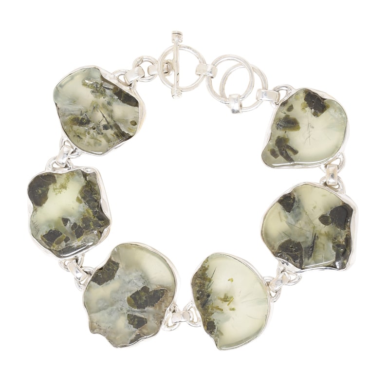 Pale green prehnite bracelet