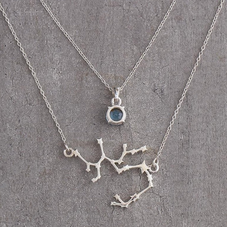 Delicate double layered sagittarius constellation and birthstone neckpiece