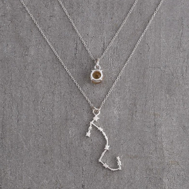 Back view of scorpio layered necklace