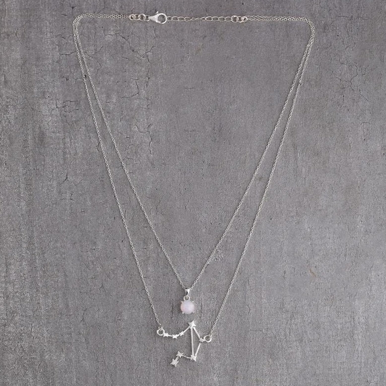 Front view of libra layered necklace