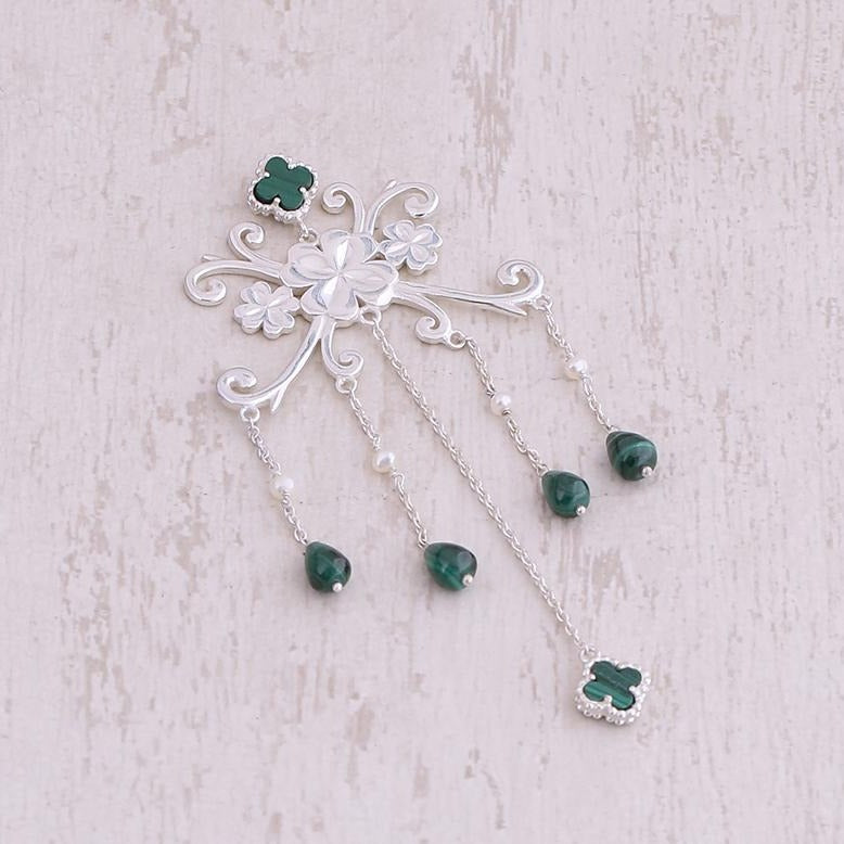 Silver 4 Leaf Clover Earrings Nirwaana