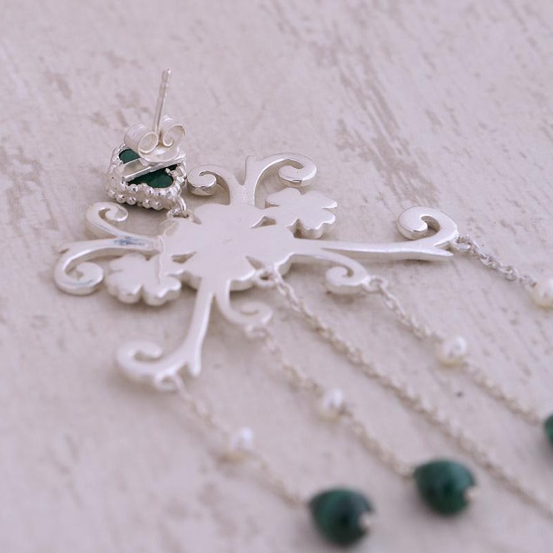 Earrings with Pearl & Semi-Precious Stones