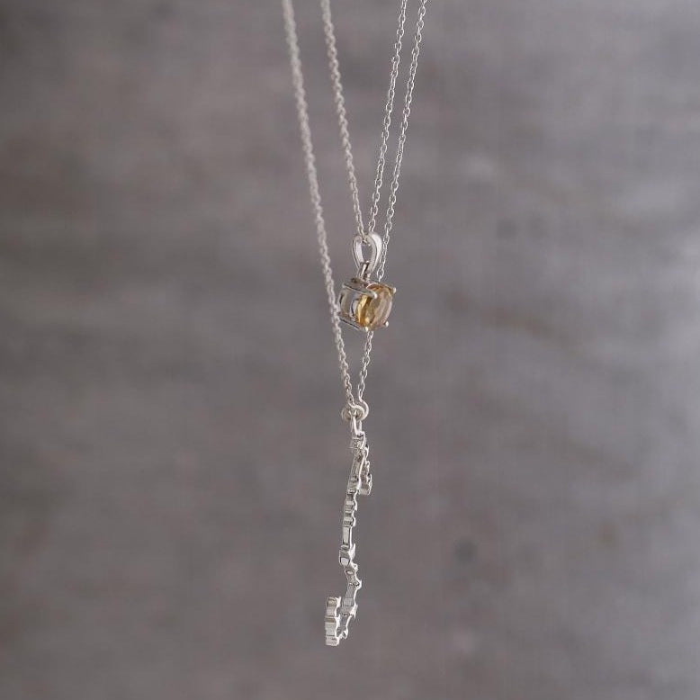 Zodiac scorpio with birthstone strung in sterling silver double layered chain