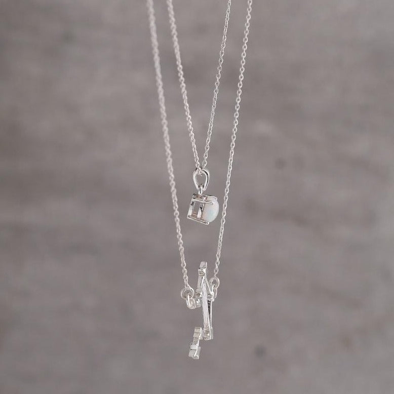 Libra Birthstone Double Layered necklace - side view