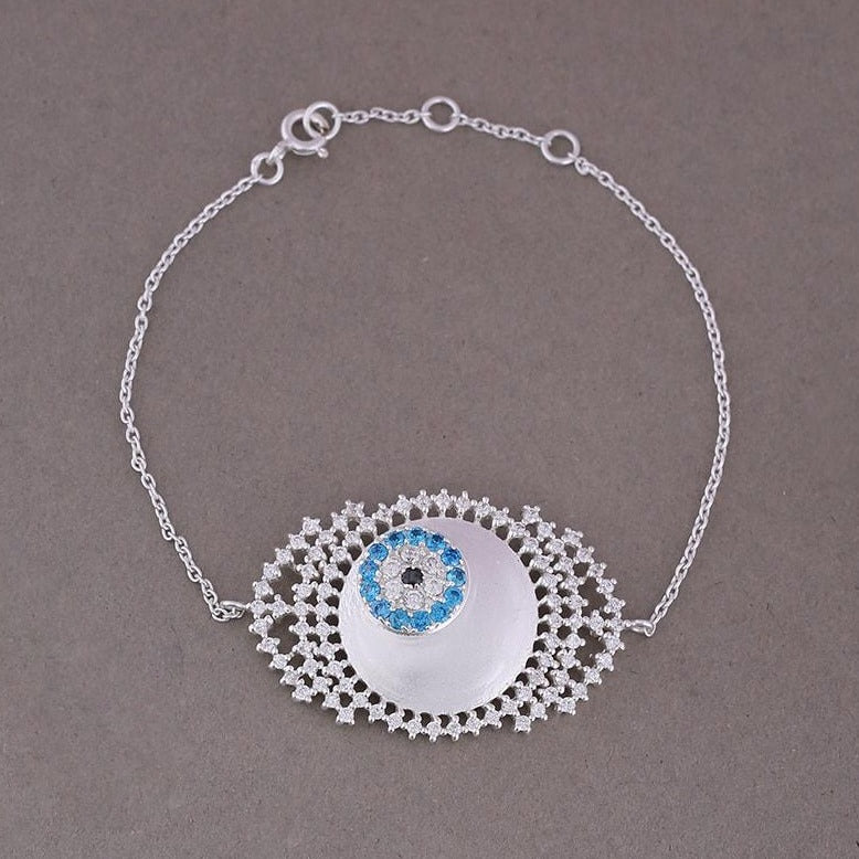 Zircon studded evil eye bracelet