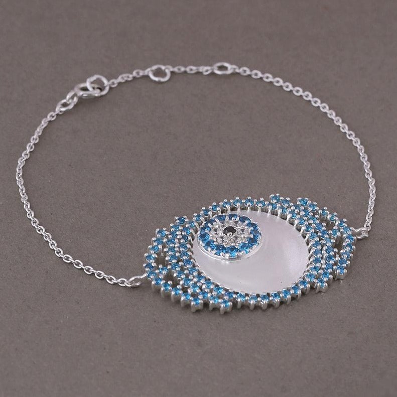Zircon studded evil eye bracelet