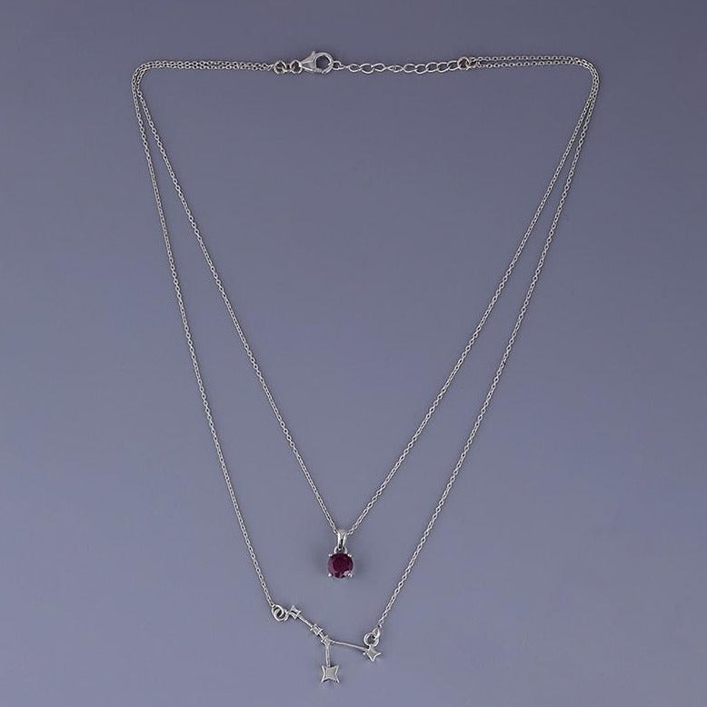 Front view of cancer constellation layered neckpiece