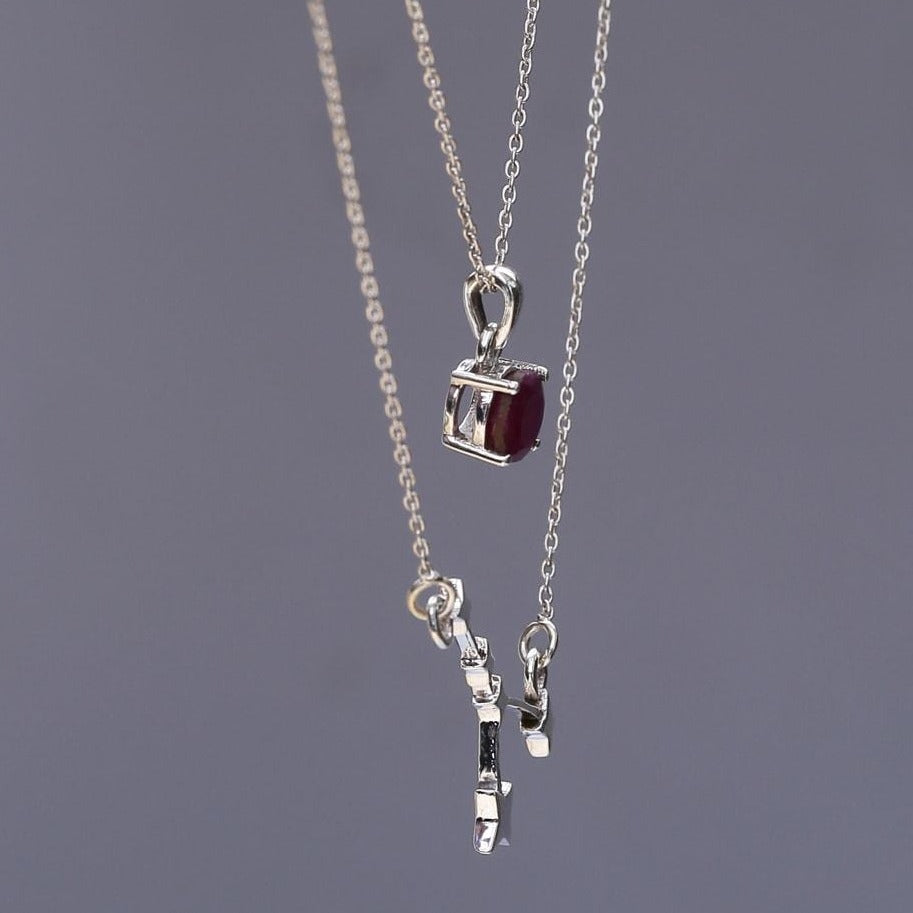 Cancer constellation pendant with birthstone layered neckpiece