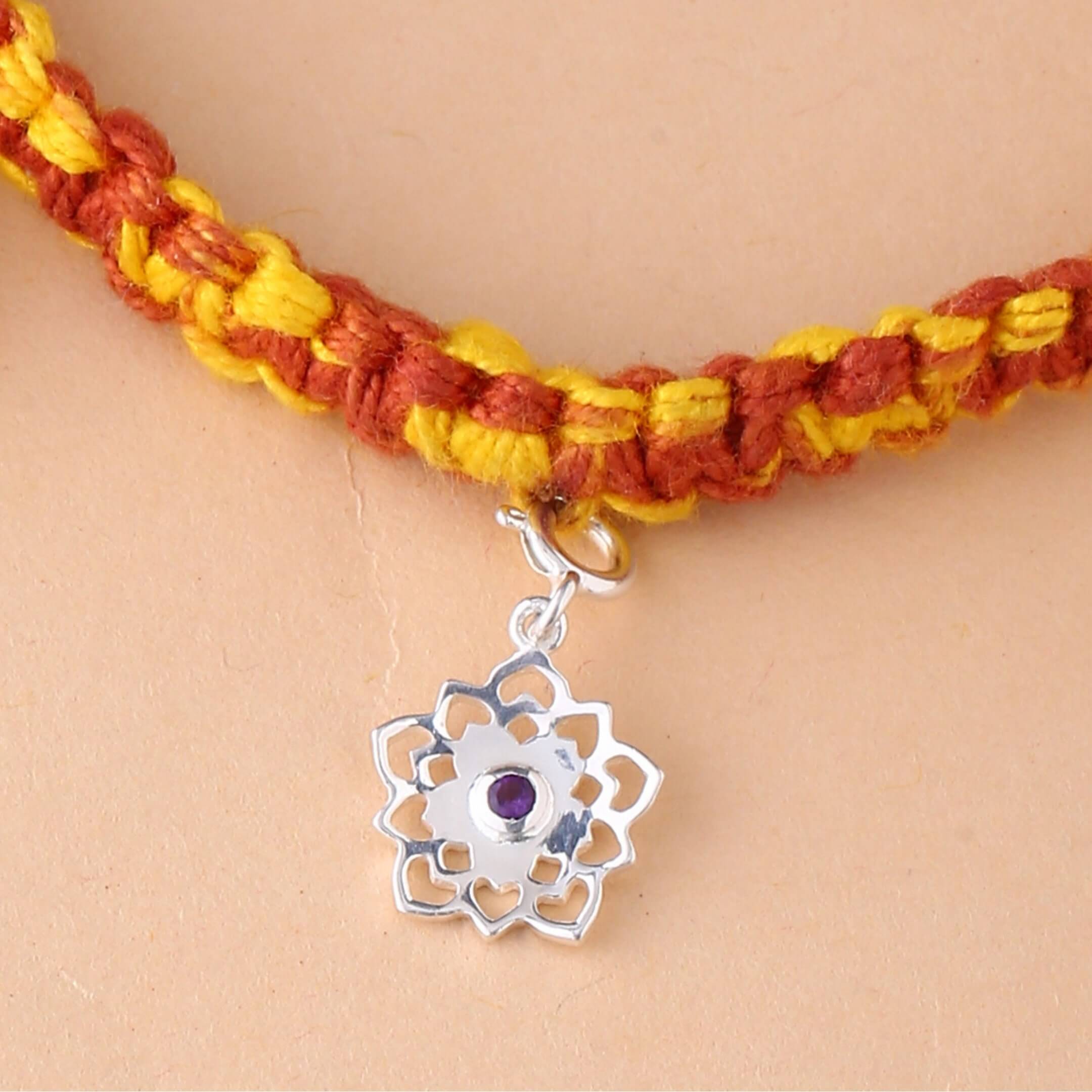 Sahasrara chakra rakhi in braided mauli