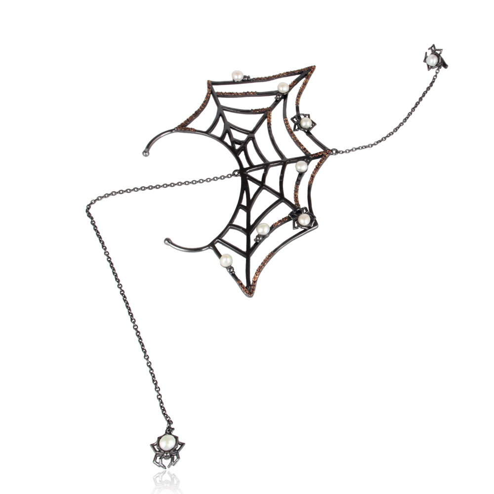 White Spider Ear Cuff Talisman