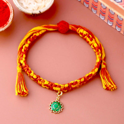 Anahata Chakra Rakhi With Meenakari - Gold