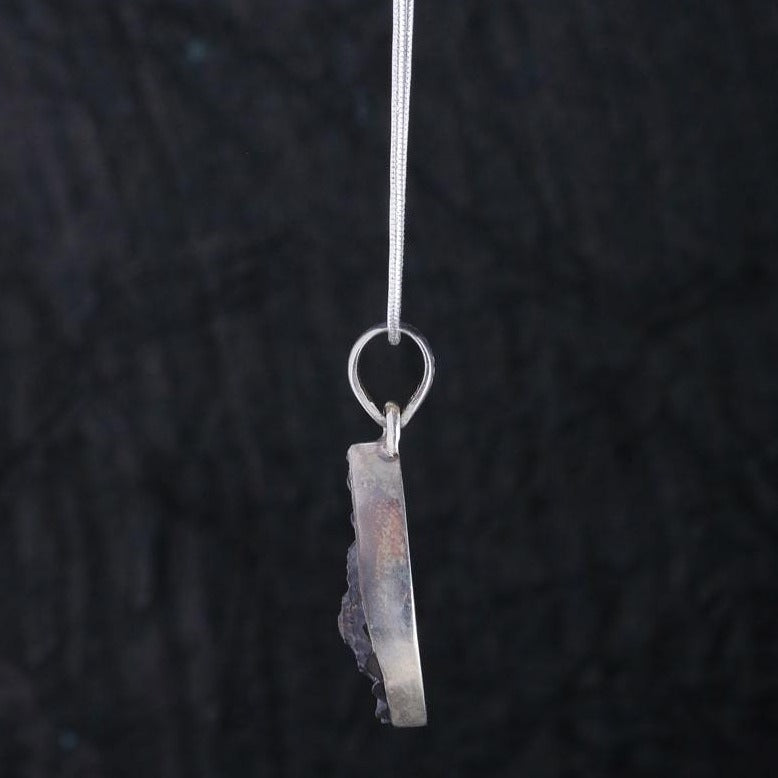 Drop Pleuroceras Sterling Silver Pendant - Side View