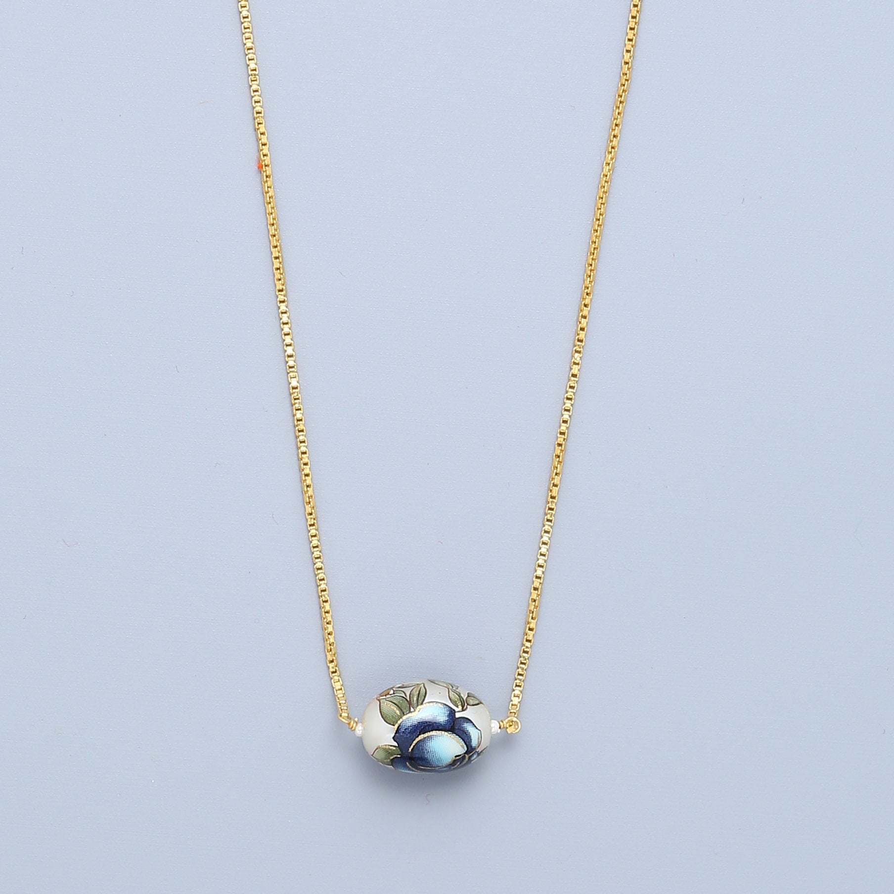 Ovoid Meenakari Pearl Necklace - Gold Plated