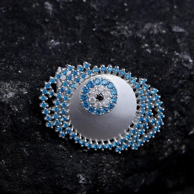 Evil eye brooch in blue