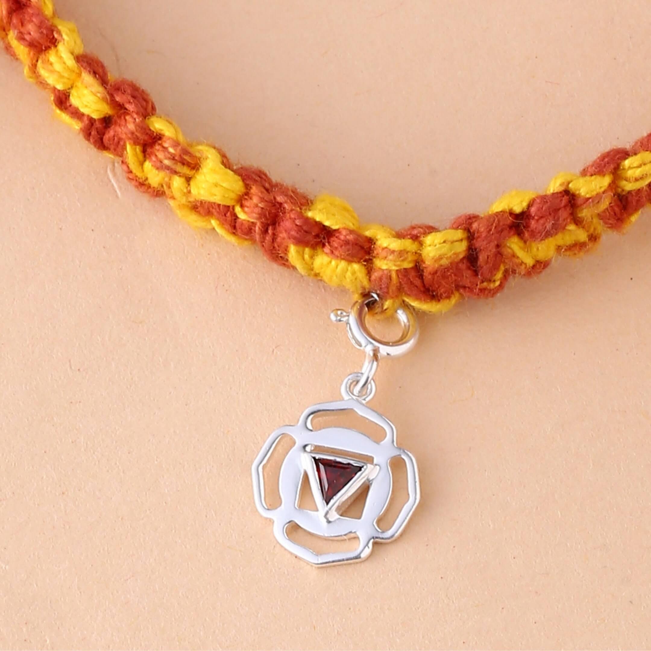 Muladhara chakra rakhi in braided mauli