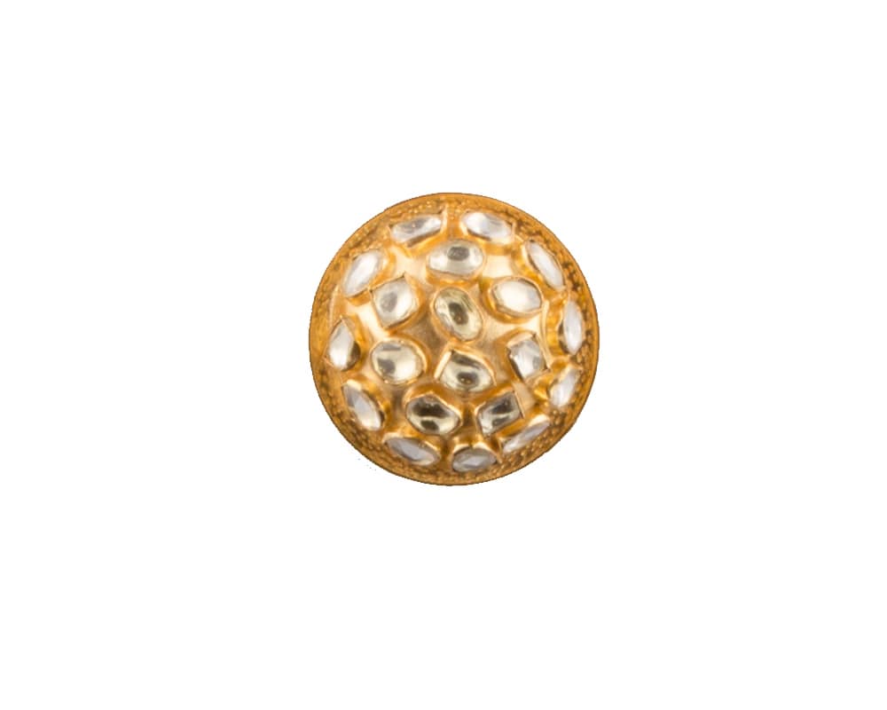 Bold dome shaped cocktail ring in kundan work