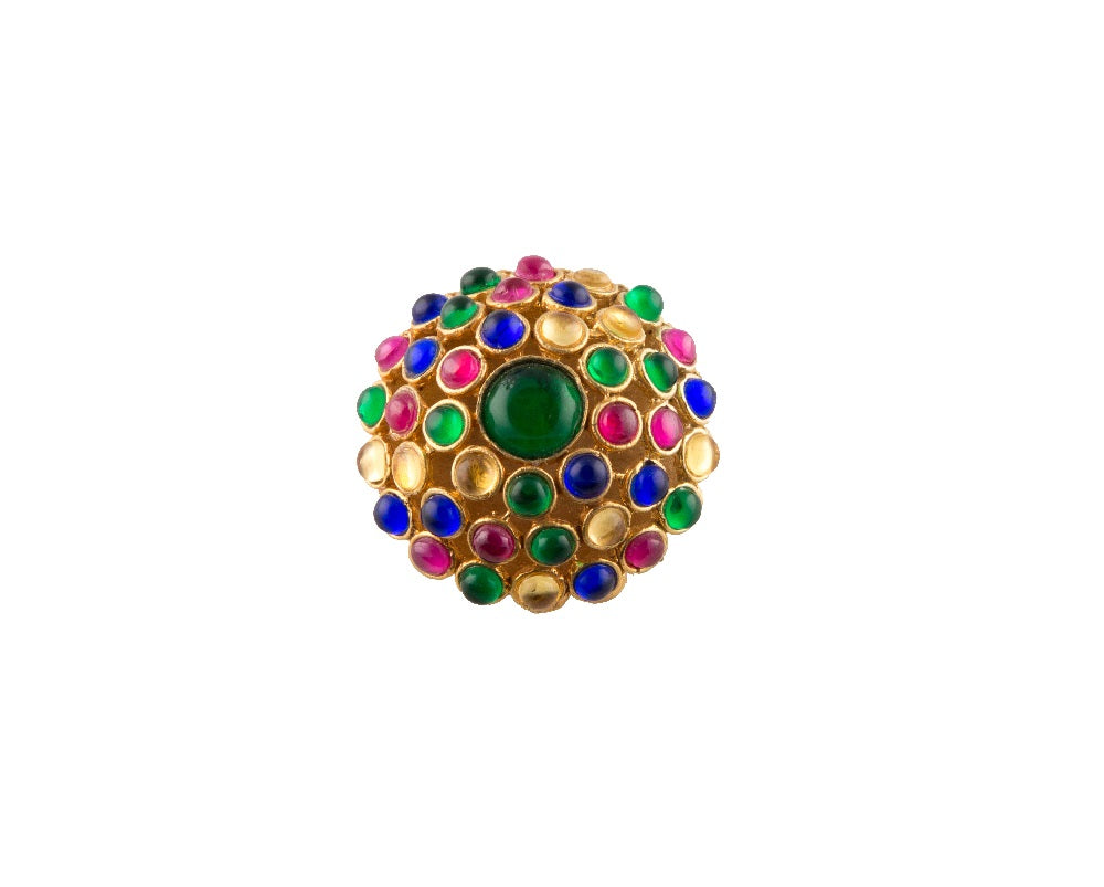 Semi-precious stone & silver kundan chandelier cocktail ring