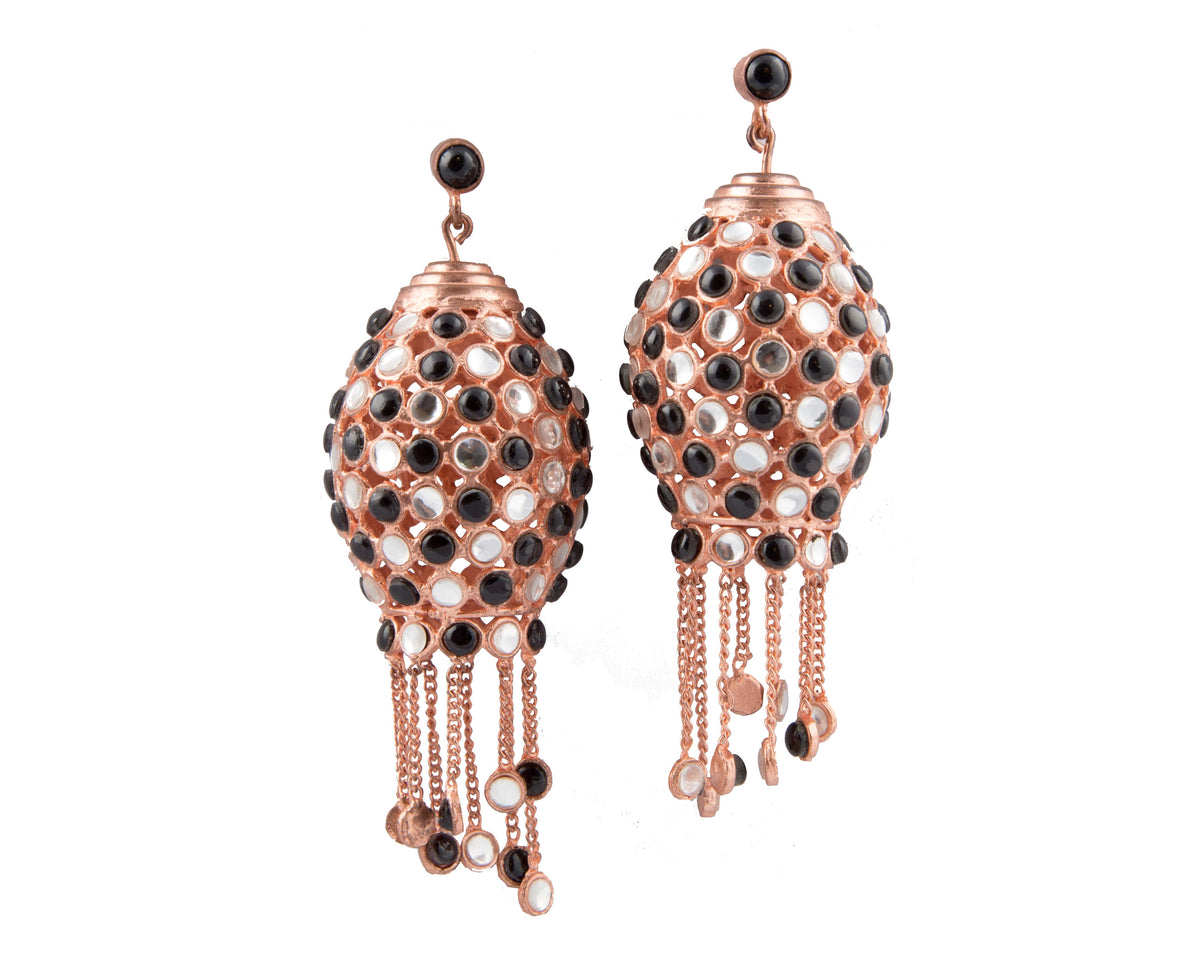 Handcrafted moroccan chandelier earrings black