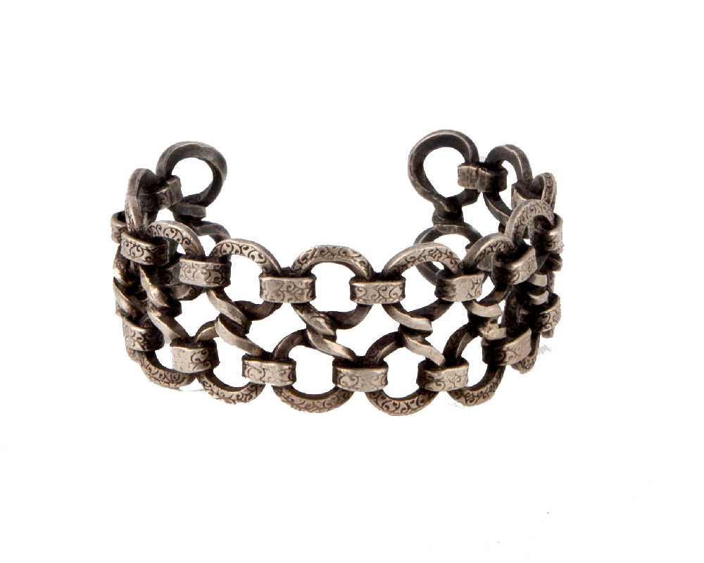 Bold oxidized sterling silver open cuff