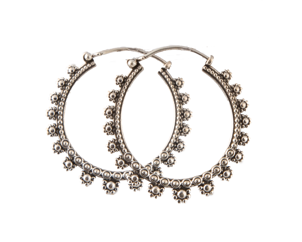 Sterling silver floral hoops