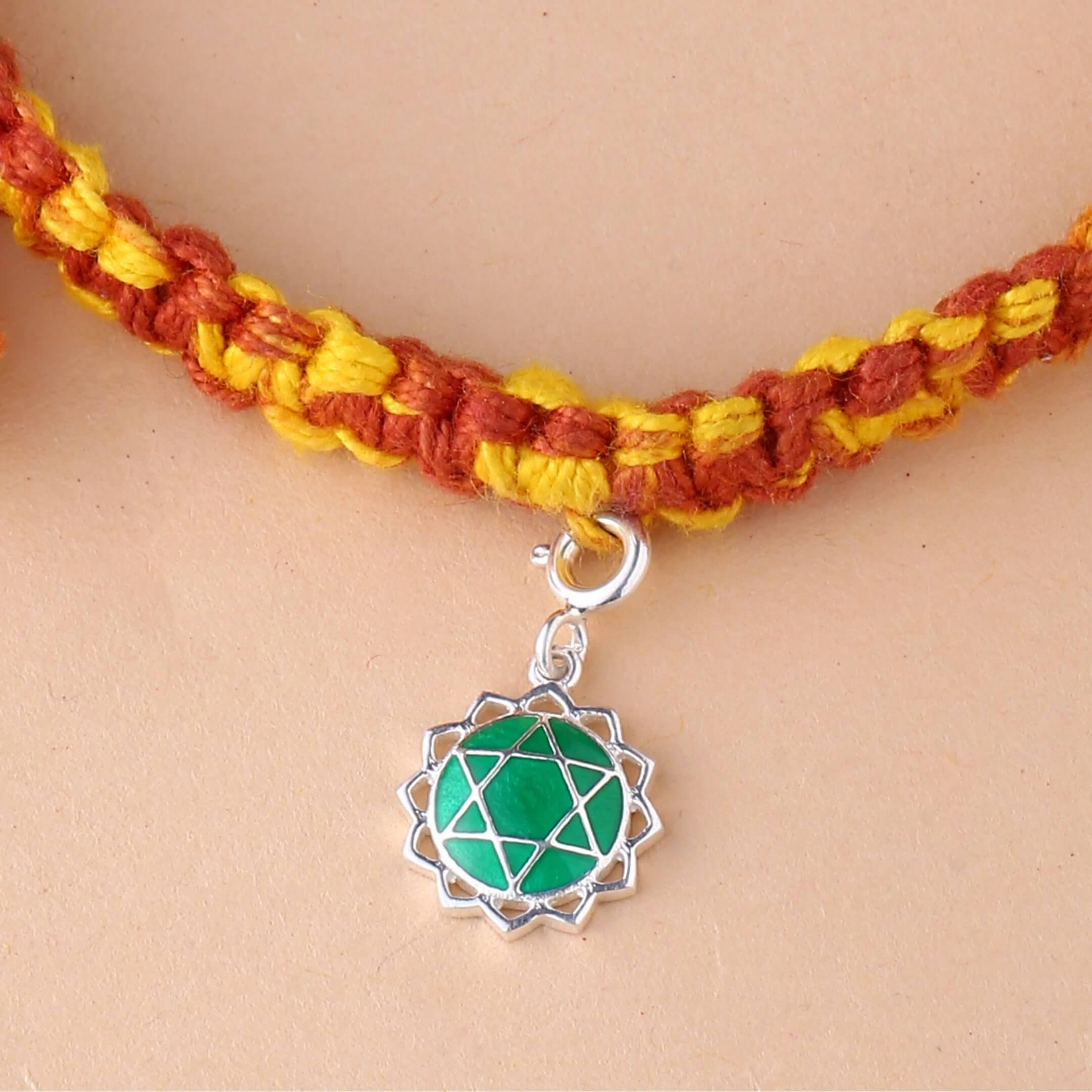 Anahata chakra rakhi in braided mauli