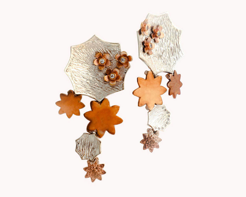 Mixed metal push back earrings
