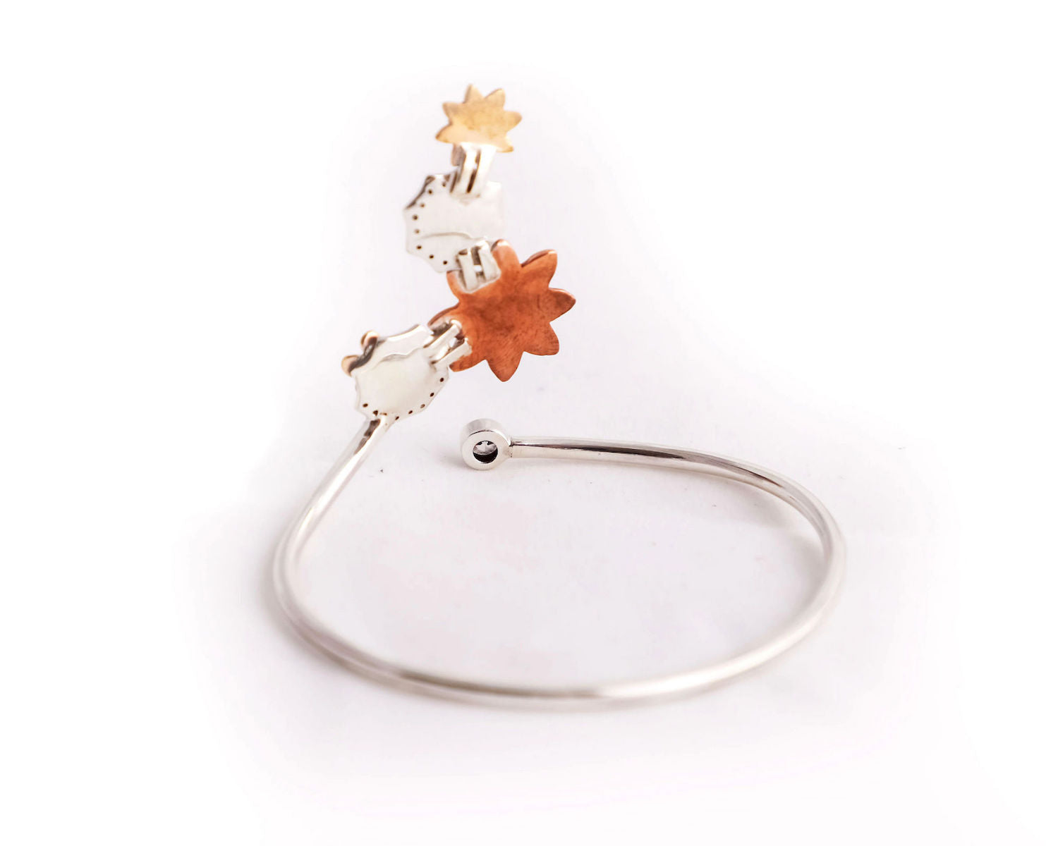 Sterling silver,copper and cubic zirconia cocktail cuff
