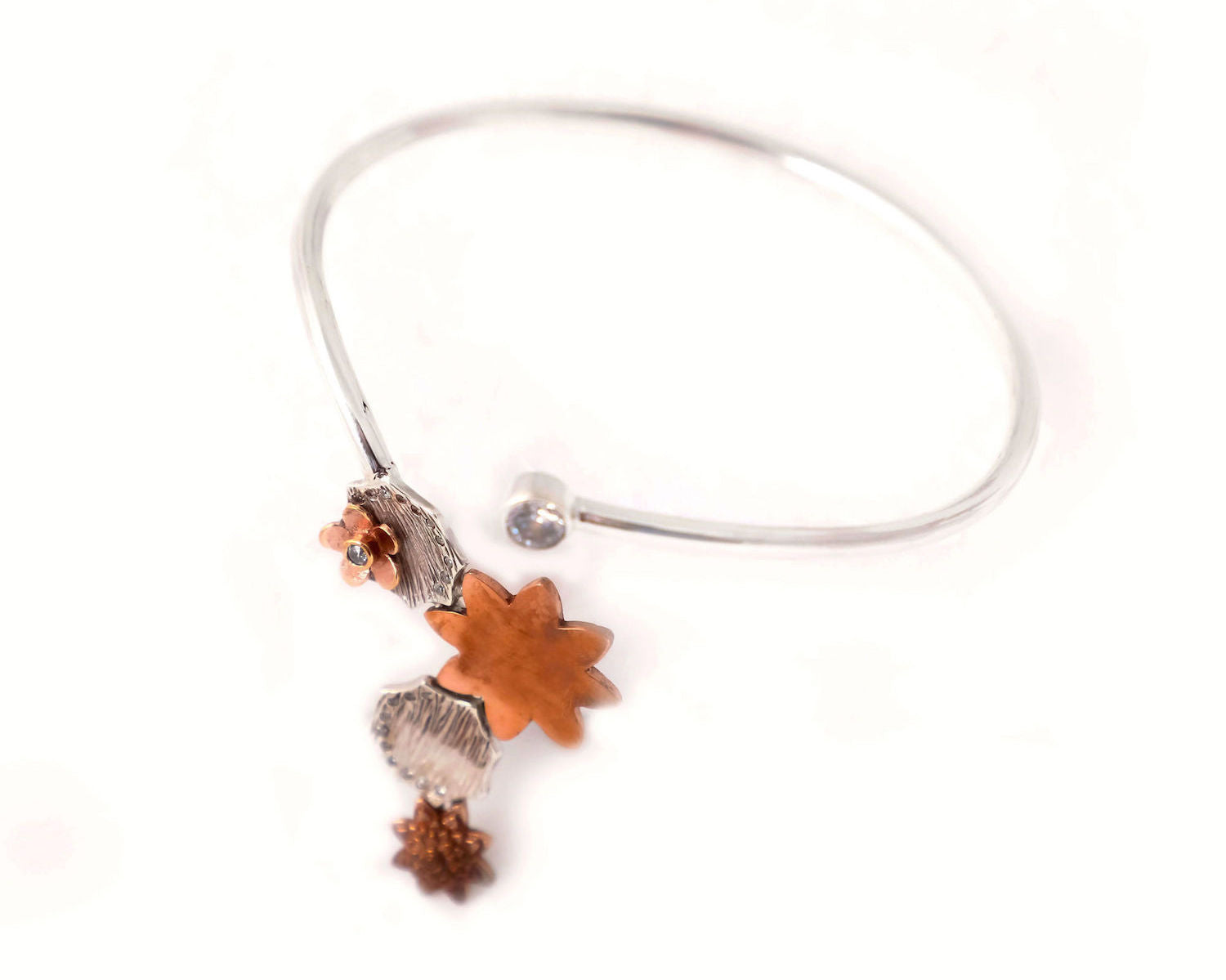 Adjustable Mixed metal open bracelet