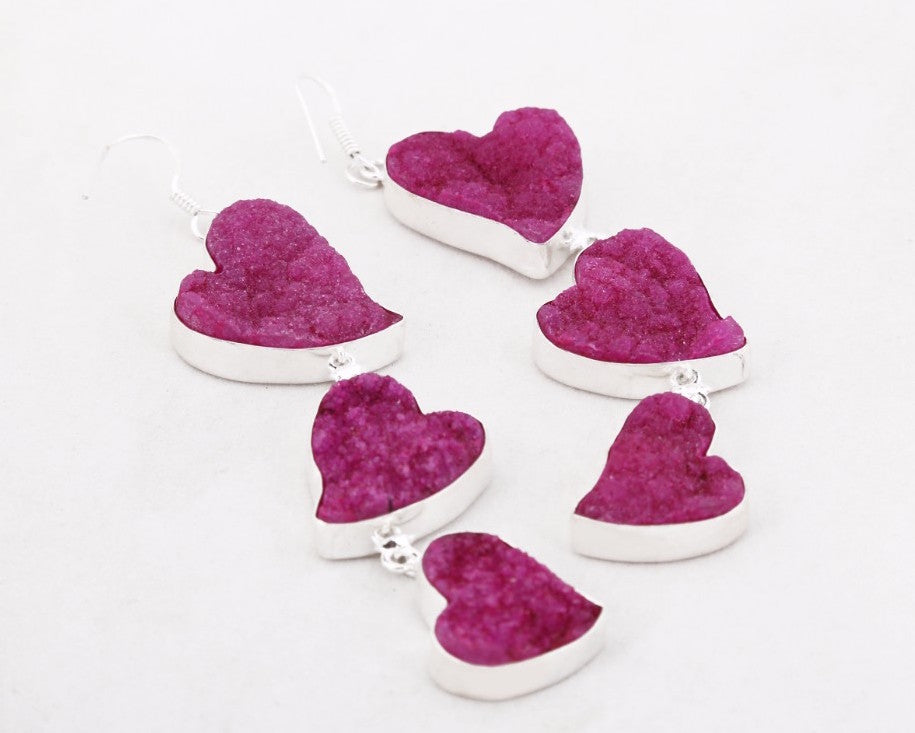 Pink heart shaped danglers