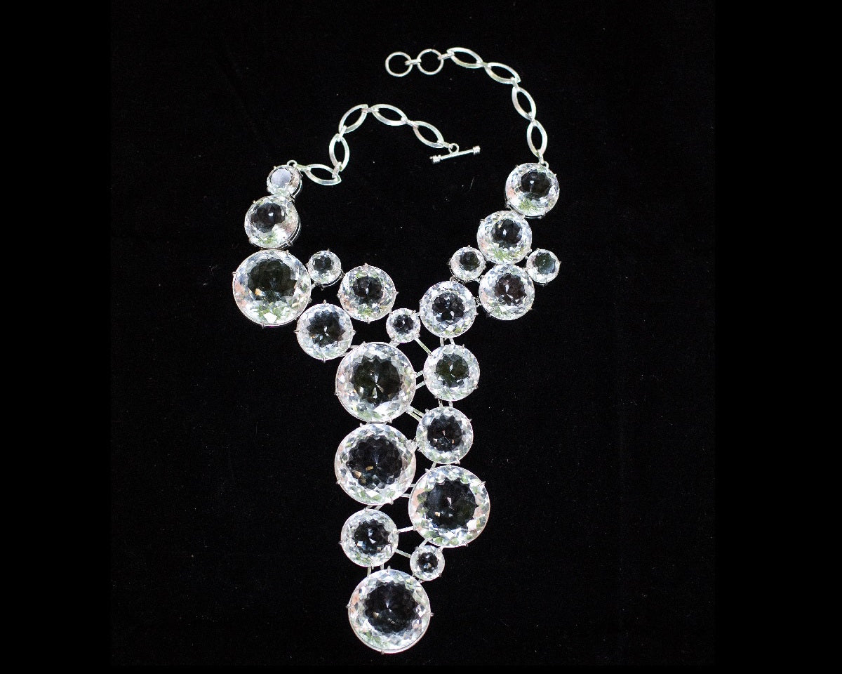 Brass with sterling silver crystal galaxy neckpiece
