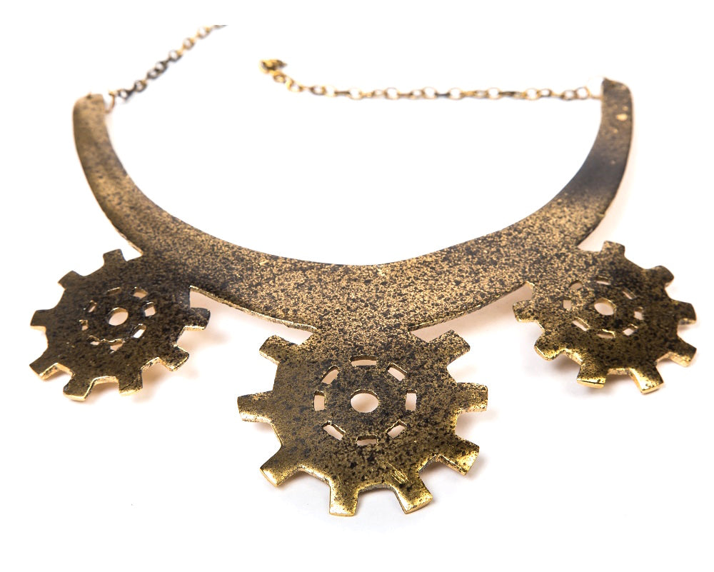 Gold oxidized finish on a brass metal base choker