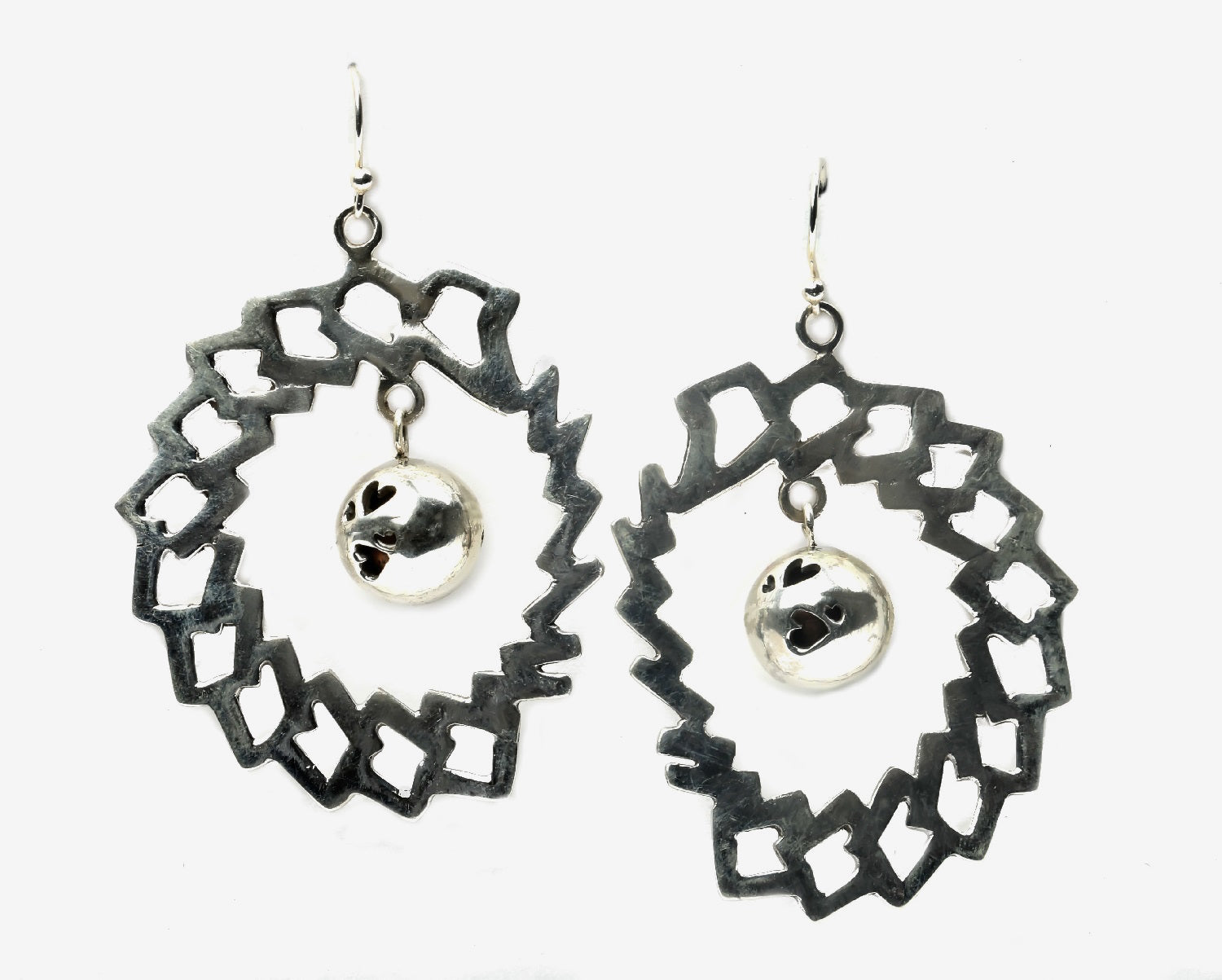 Heart cutwork harmony ball danglers