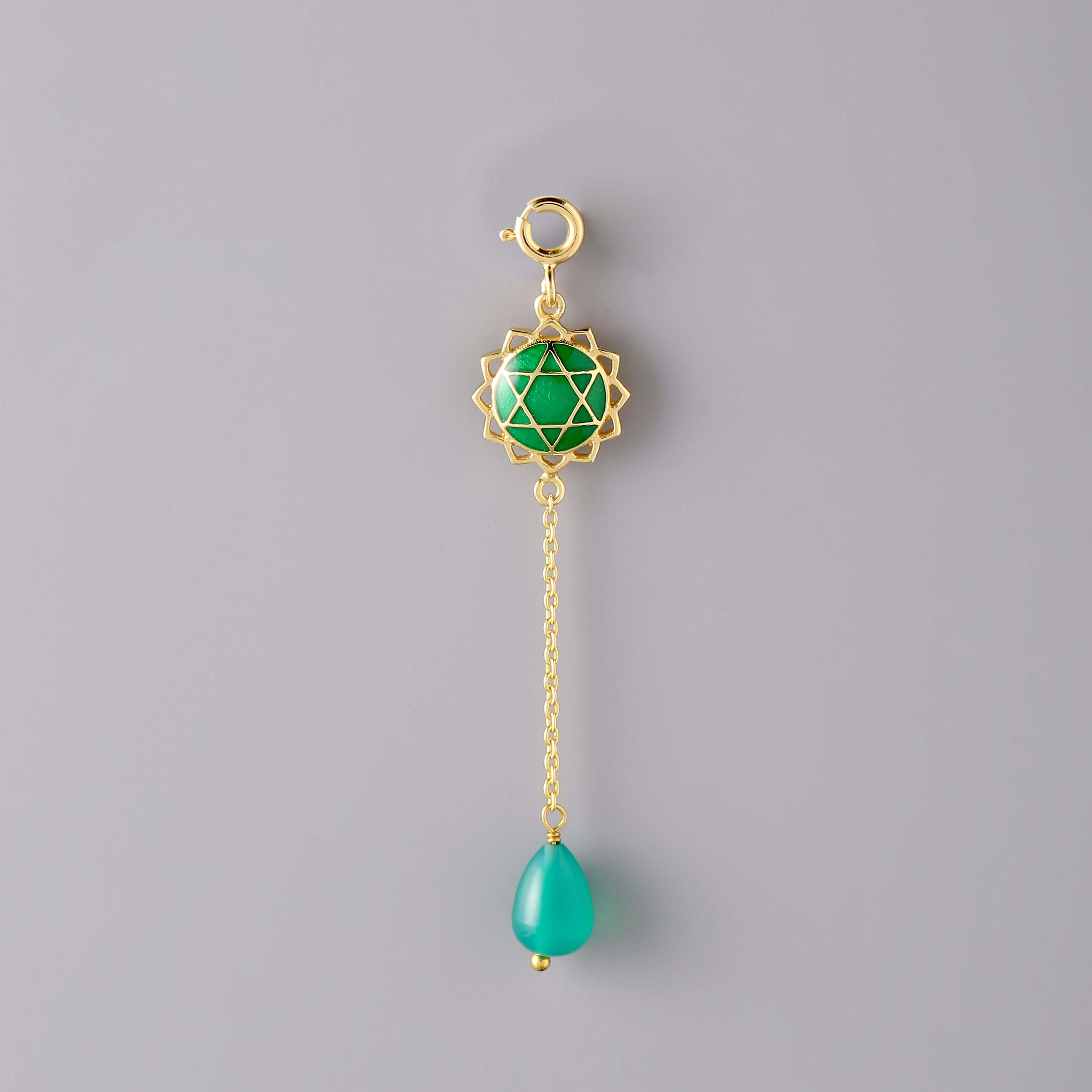 Anahata Chakra detachable gold charm with gemstone drop