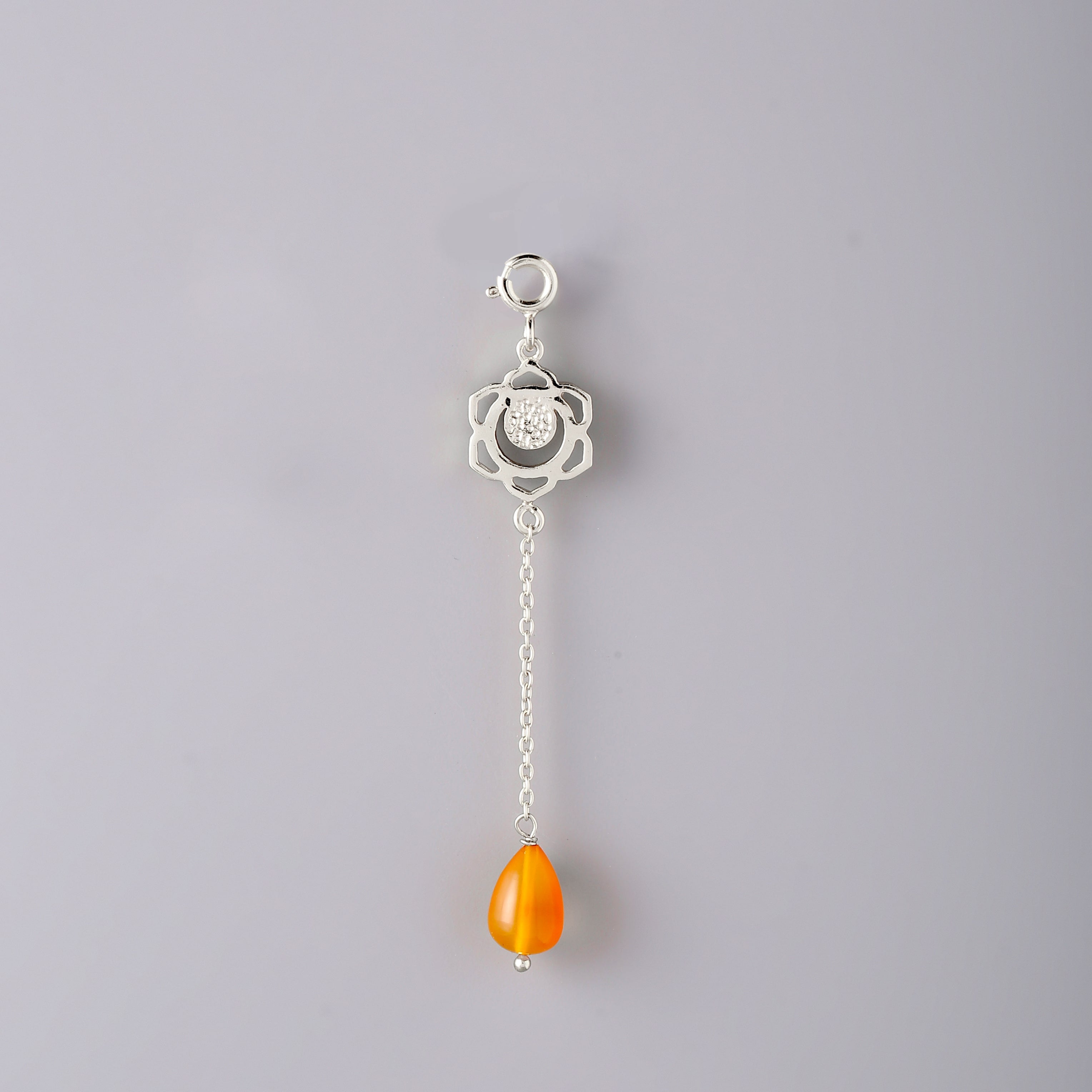 Real Silver Lumba For Bhabhi with oranage gemstone