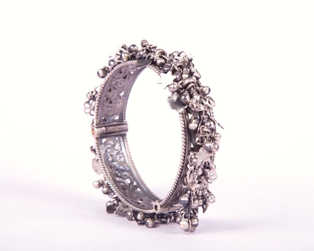 Ancient Himalayan jewelry oxidized sterling silver bracelet