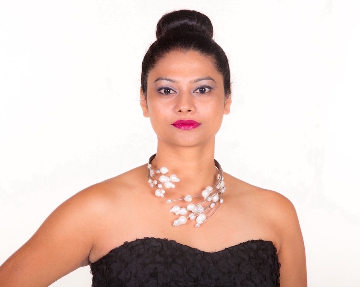 An ultra modern baroque pearl choker