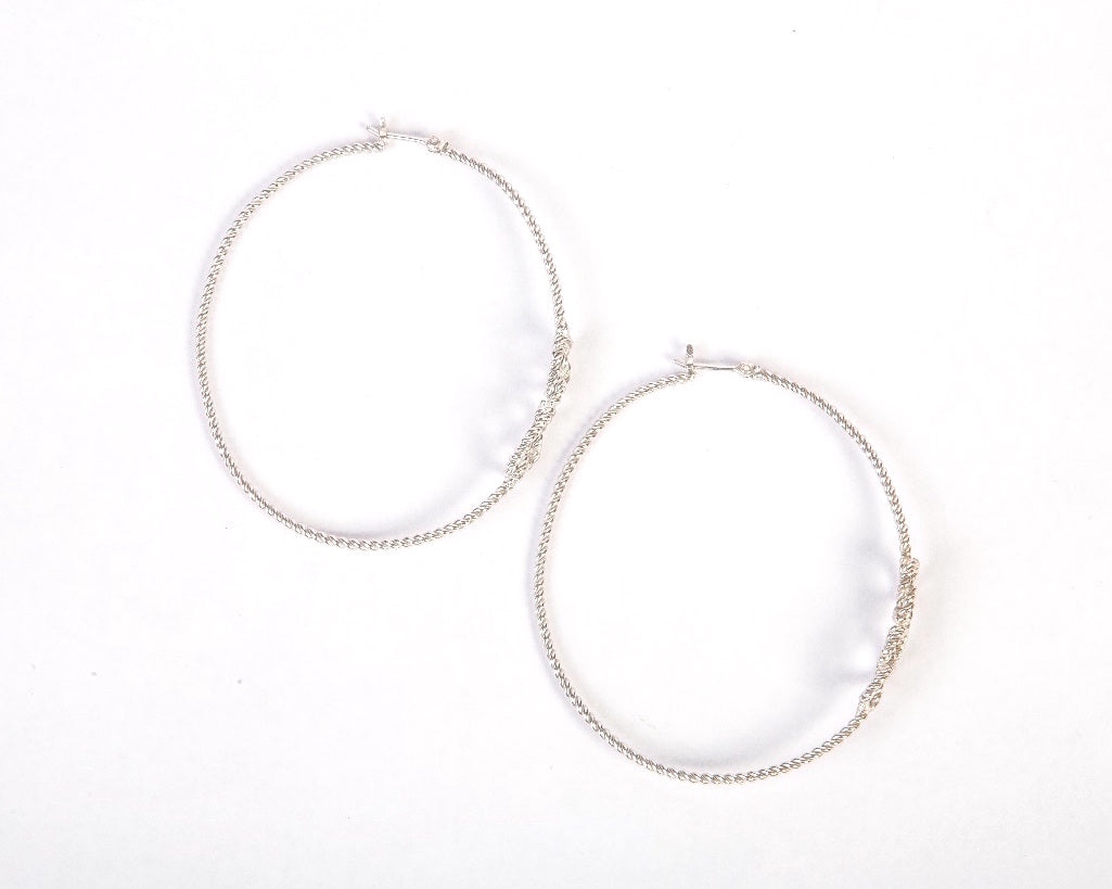 Sterling silver oval hoops