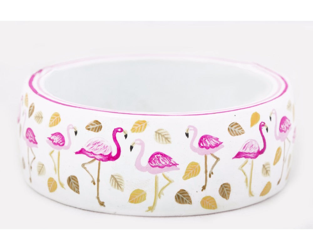 White base with multi-color pattern metal bangle